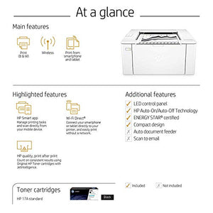 HP LaserJet Pro M102w Wireless Laser Printer, Works with Alexa (G3Q35A). Replaces HP P1102 Laser Printer, White