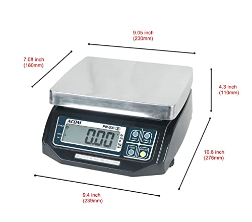 VisionTechShop ACOM PW-200RS POS Interface Portion Scale, 30lb Capacity, NTEP Legal for Trade