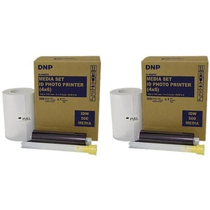 DNP 2x 4x6" Paper and Ink Roll Media Set for IDW500 ID Photo Printer, 350 Prints