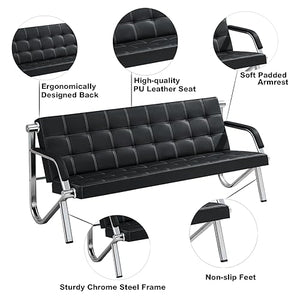 Yudannce Guest Reception Chair - Fixed PU Leather Armrest Lobby Chair