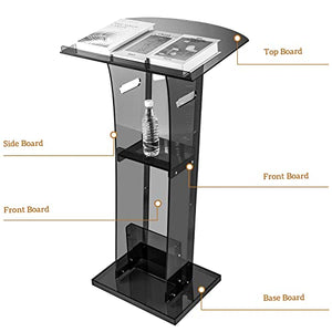 EESHHA Acrylic Lectern Podium - Matte Black Floor Standing