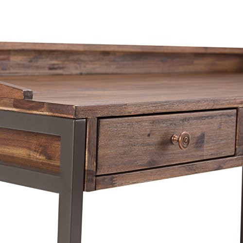 SIMPLIHOME Ralston SOLID WOOD and Metal Modern Industrial 60 inch Wide Home Office Desk, Writing Table, Workstation, Study Table Furniture in Rustic Natural Aged Brown with 2 Drawerss