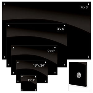 Best-Rite 84075 Enlighten Glass Dry Erase Whiteboard, Black 1/8 inch Tempered Glass, 4 x 6 Feet