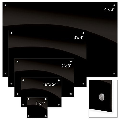 Best-Rite 84075 Enlighten Glass Dry Erase Whiteboard, Black 1/8 inch Tempered Glass, 4 x 6 Feet
