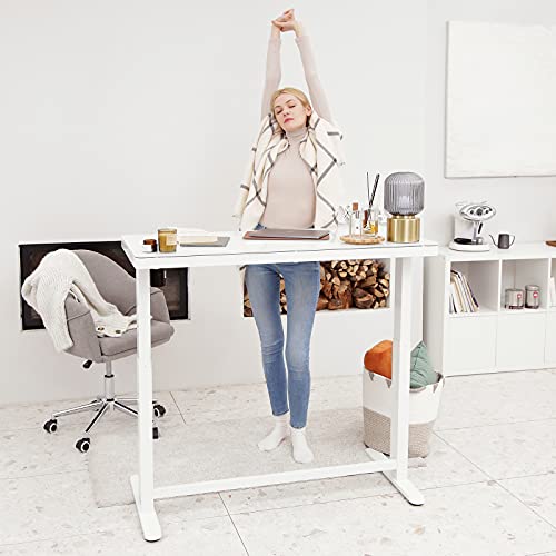 Flexispot Electric Height Adjustable Standing Desk with Drawer 48 x 24 Inch Tempered Glass White Desktop & Frame Home Office Computer Workstation (2.4A USB Charge Ports, Memory Controller, Child Lock)