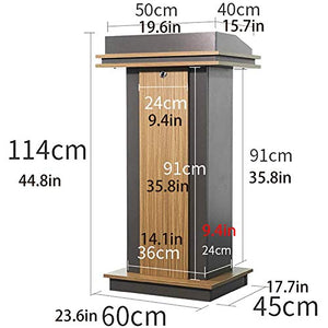 SHABOZ Podium Acrylic Lectern Pulpit Floor-Standing - Wooden Podium for Desk, Classroom, Reception, Church, Hotel, Education, Banquet, Speech Desk