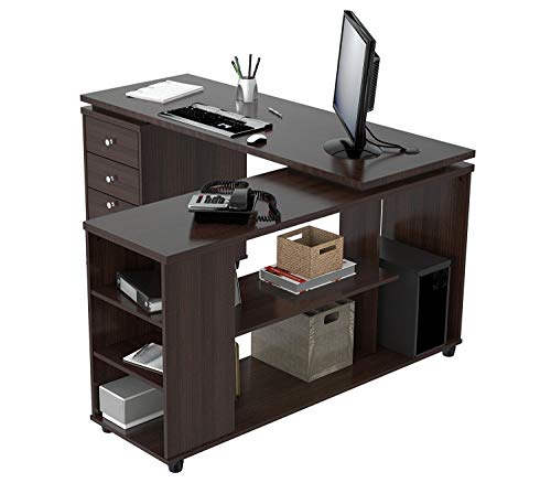 Inval America ET-3215 L Shaped Work Station Computer Desk, Espresso