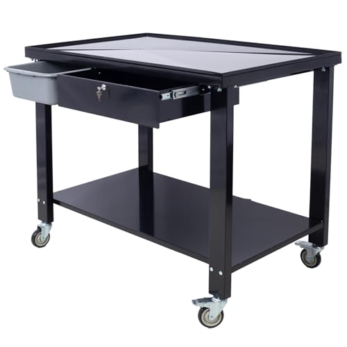 SPOFLYINN Transmission Teardown Work Station 1/2 Ton Capacity with Sloping Drain Table, Locking Drawer, and Caster Wheels