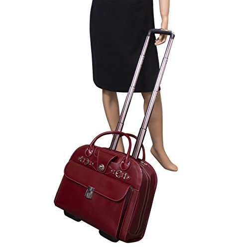 McKlein, L Series, EDGEBROOK, Top Grain Cowhide Leather, 15" Leather Wheeled Ladies' Laptop Briefcase, Red (96316)