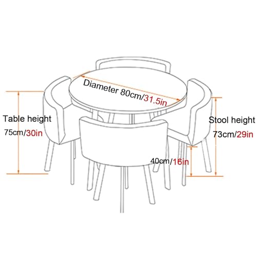 BYJSJY Round Dining Table Set with 4 Chairs and Coffee Table - 80cm, Color A1