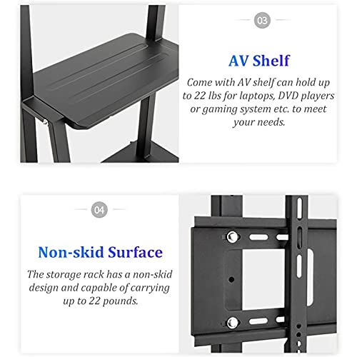 ERLAN Heavy Duty Rolling TV Cart for 55-95 Inch TVs with AV Shelf, 150Kg Capacity