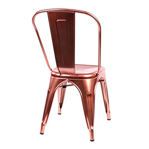 Design Lab MN LS-9000-CRGLD Dreux Restaurant Stackable Steel Side Chair (Set of 4), Metallic Rose Gold