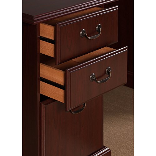 kathy ireland Home by Bush Furniture Bennington L Desk and Bookcase in Harvest Cherry