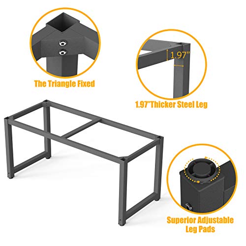 NSdirect 63" Large Computer Desk,Modern Simple Style PC Table Office Desk Wide Workstation for Study Writing,Gaming and Home Office,Extra 1" Thicker Wooden Tabletop and Black Metal Frame,Black
