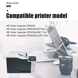 FERU Toner Cartridge Remanufactured 307A | CE740A CE741A CE742A CE743A Replacement for HP Color Laserjet CP5220 CP5225 CP5225n Printer Ink Cartridge[4 Pack, 1BK+1C+1M+1Y,  High Yield]  Black