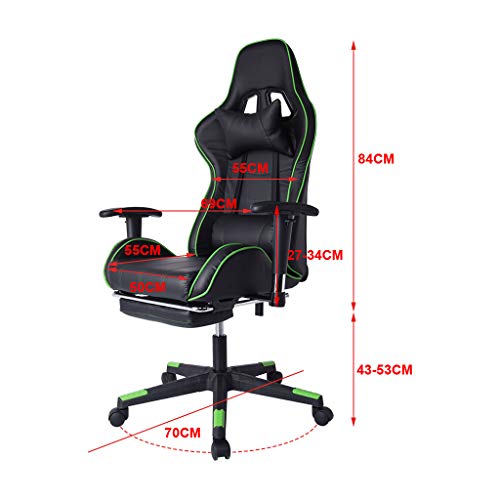 Gaming Chair - Onlyliua Office Chair High Back Computer Chair Adjustable Backrest Reclining Leather Office Chair with Footrest with Headrest and Lumbar Support