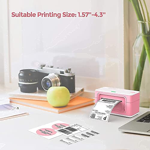 MUNBYN Pink Label Printer with Shipping Scale, Stack of 500 Thermal Labels