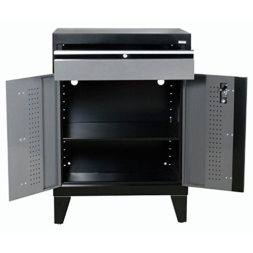 Sandusky Lee GADF301836-029L Modular System Base Storage Cabinet with Drawer, 30" Width x 18" Diameter x 43" Height, Black/Charcoal