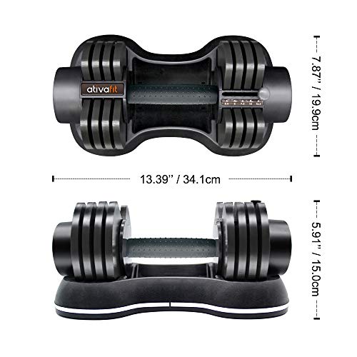 ATIVAFIT Adjustable Dumbbell for Workout Strength Training Fitness Weight Gym (Single) (27.5)