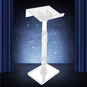 None Glass Lectern Podium Stand - Office Conference, Hotel Welcome, Speech Master's Ceremonial Table - Church, Wedding - Clear