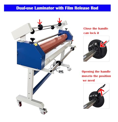 EQCOTWEA 63in Automatic/Manual Cold Laminator 110V Semi Auto Roll Laminating Machine
