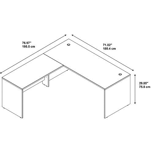Bush Business Furniture Series C Elite 72W x 30D Desk Shell with 48W Return in Hansen Cherry