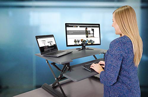 Victor DCX760 High Rise Collection Height Adjustable Standing Desk with Removable Keyboard Tray | Gray | 36" Wide Standing Desk | Professional or Home Use | Compatible with Most Monitor Arms