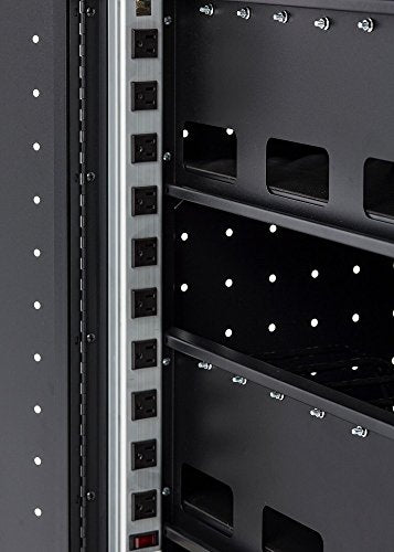 Pearington 20 Device Mobile Charging and Storage Cart for iPads, Chromebooks and Laptop Computers, Up To 17-Inch Screen Size, Surge Protection, Front & Back Access Locking Cabinet, Black