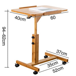 DNSJB Computer Desk Removable Laptop Table Office Standing Computer Table Desk-Multifunction Bed Sofa Side Table,Work Station,Rolling,Height Adjustable,Bamboo,2 Sizes Breakfast Tray Table