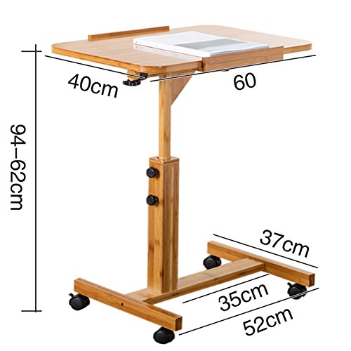 DNSJB Computer Desk Removable Laptop Table Office Standing Computer Table Desk-Multifunction Bed Sofa Side Table,Work Station,Rolling,Height Adjustable,Bamboo,2 Sizes Breakfast Tray Table