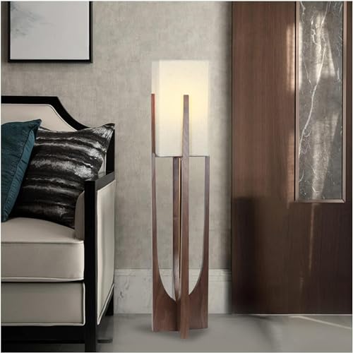 AOKLEY Floor Lamp Japanese Solid Wood Standing Lamp with Fabric Lampshade