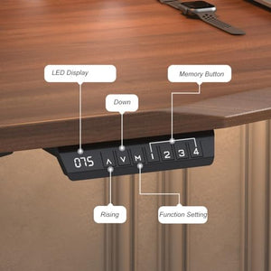 SanzIa Electric Standing Desk with Adjustable Height, Memory Keyboard, Dual Motor - Brown, 120 * 60 * 75-120cm