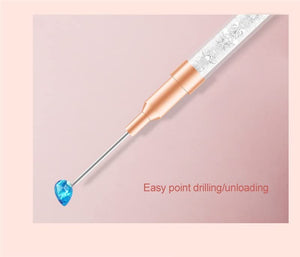 FKSDHDG 11PCS/Set Rose Gold Nail Brush Crystal Electroplated Rod Diamond Double Point Nail Pen Nail Art Tools