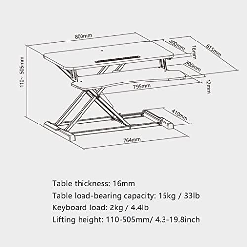 Standing Desk Converter Computer Work Station Height Adjustable Stand Up Desk Ergonomic - Black
