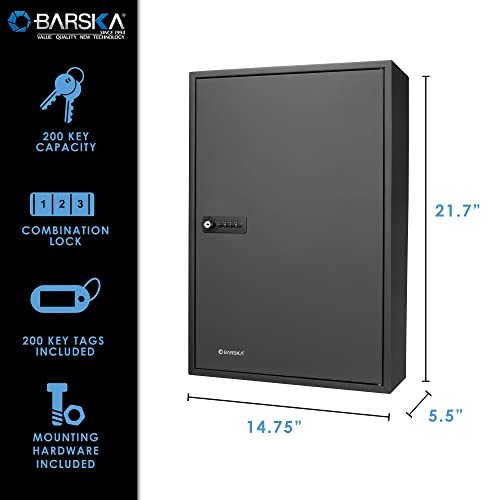 BARSKA CB13266 Combination Lock 200 Position Adjustable Key Cabinet Lock Box Black ,5.5x14.75x21.75