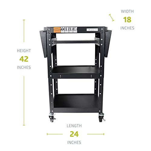 Pearington Rolling AV Cart with Drop Leaves and Adjustable Shelves