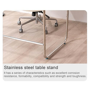 SUBVERS Modern Simple Computer Desk with Stainless Steel Table Stand - White (130x65x75cm)