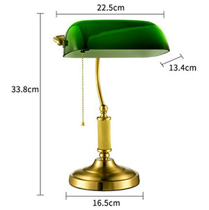 ZJF American Style Bedroom Bedside Copper Lamps Antique Nostalgic Glass lamp Shade Study Eye Tabletop lamp