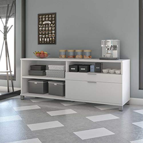 Bestar Pro-Linea White Credenza with 2 Drawers - Standard