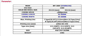 MY-380F Stainless Steel Auto Dry Ink Coding Machine Print Date Label 110V 60Hz