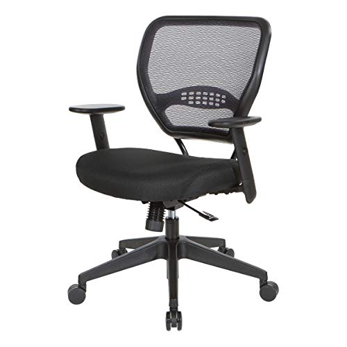 Office Star Space Seating 55 Series 24/7 Elite Ergonomic Office Chair with Breathable Air Grid Back, Lumbar Support, Memory Foam Seat, Icon Black Fabric