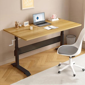 None Portable Standing Desk with Ergonomic Handle Lift Table Height Adjustable 24.8-33", Additional Crossbeams, Modern Computer Workstations (Color: Style 2, Size: L140cm x W70 x H63-84cm)