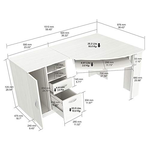 Inval ET-3415 Computer Desks, Laricina White