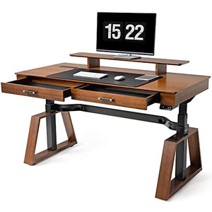 EUREKA ERGONOMIC 63" Executive Standing Desk with Drawers and Monitor Stand, Walnut
