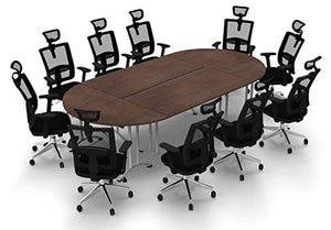 TeamWORK Tables 10 Person Conference Meeting Seminar Tables & Chairs Set - Model 5242, BIFMA Certified - Black Chairs, Java Tables