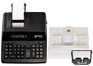 MONROE SYSTEMS FOR BUSINESS 6120X Medium-Duty Calculator - 12-Digit Print/Display, Includes Ribbons & Paper, Black