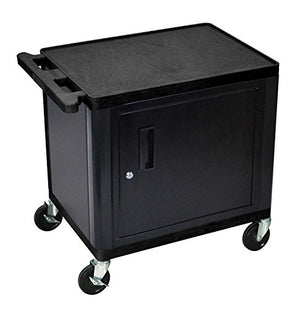 Luxor AV Cart with Cabinet and Electric - 26"H, 2 Shelves