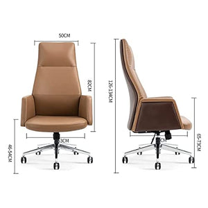 CBLdF Cowhide Boss Chair, High Back Managerial Executive Seat, Ergonomic Office Chair - Brown/Red