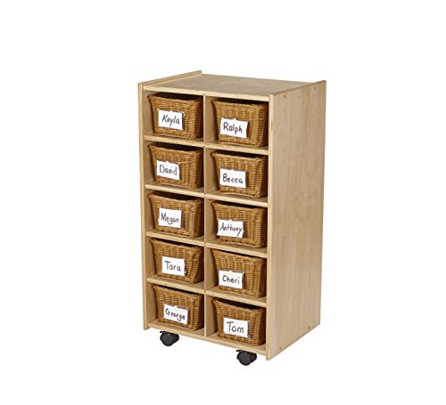 Childcraft Mobile Cubby Unit with Locking Casters, 10 Tray Capacity