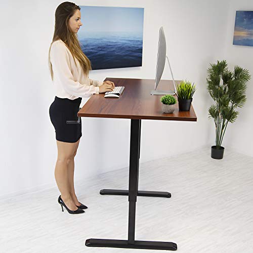 Mount-It! Stand Up Desk with Manual Crank, Frame Only, Height Adjustable Sit-Stand Base, Standing Ergonomic Home Office Desk Workstation, Black